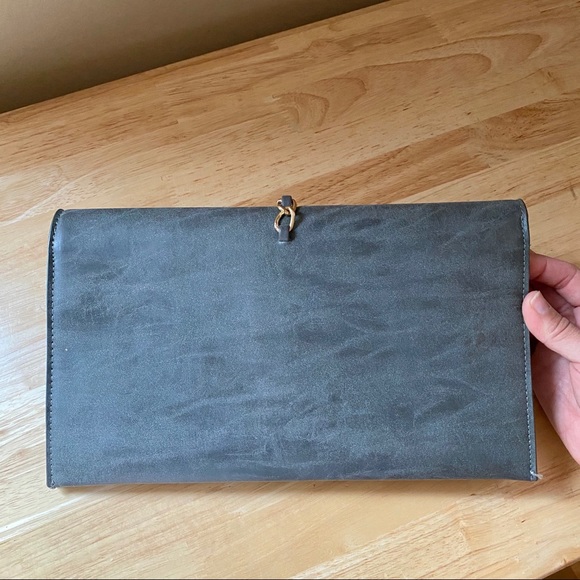Faux suede gray clutch - Picture 3 of 6